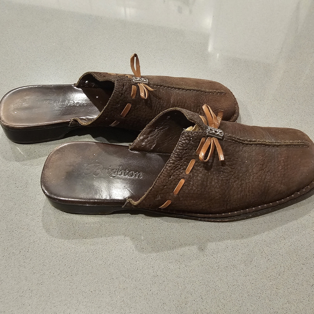 Brighton Napa Brown Suede and Leather Slip-On Mules Size 7.5 - Picture 4 of 8